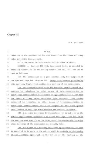 86th Texas Legislature, Regular Session, House Bill 2119, Chapter 800