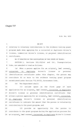 86th Texas Legislature, Regular Session, House Bill 653, Chapter 737