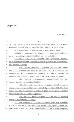 86th Texas Legislature, Regular Session, House Bill 25, Chapter 705