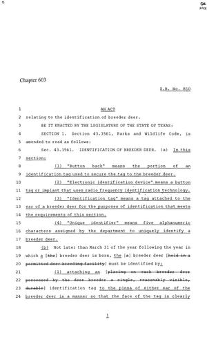86th Texas Legislature, Regular Session, Senate Bill 810, Chapter 603