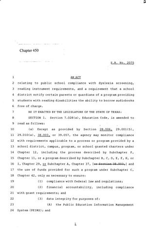 86th Texas Legislature, Regular Session, Senate Bill 2075, Chapter 450
