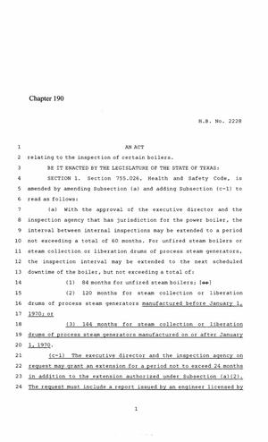 86th Texas Legislature, Regular Session, House Bill 2228, Chapter 190