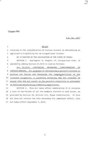 86th Texas Legislature, Regular Session, Senate Bill 1217, Chapter 984