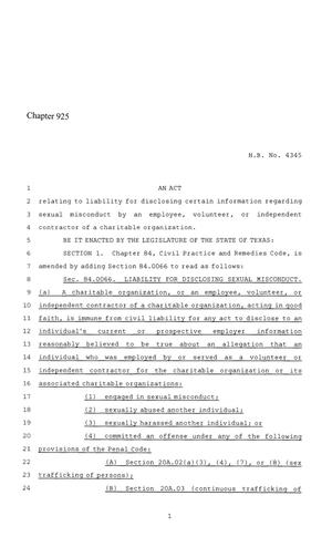 86th Texas Legislature, Regular Session, House Bill 4345, Chapter 925