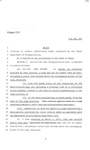86th Texas Legislature, Regular Session, Senate Bill 357, Chapter 1211