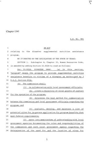 86th Texas Legislature, Regular Session, Senate Bill 981, Chapter 1341