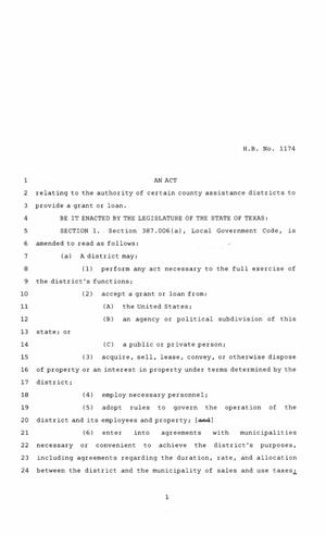 86th Texas Legislature, Regular Session, House Bill 1174