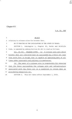 86th Texas Legislature, Regular Session, Senate Bill 948, Chapter 611