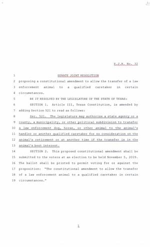 86th Texas Legislature, Regular Session, Senate Joint Resolution 32