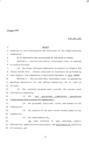 86th Texas Legislature, Regular Session, Senate Bill 601, Chapter 593