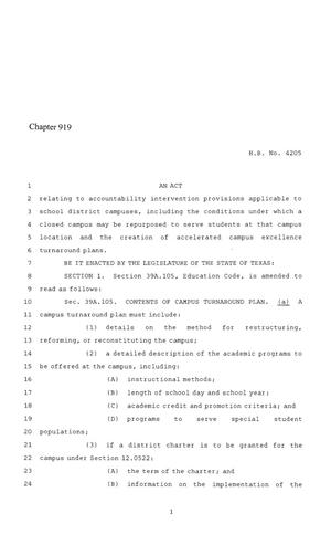 86th Texas Legislature, Regular Session, House Bill 4205, Chapter 919