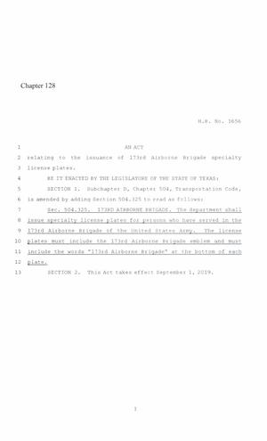 86th Texas Legislature, Regular Session, House Bill 1656, Chapter 128