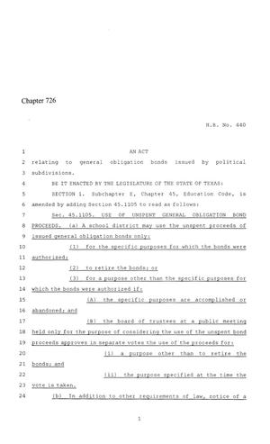 86th Texas Legislature, Regular Session, House Bill 440, Chapter 726