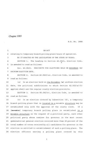 86th Texas Legislature, Regular Session, House Bill 1888, Chapter 1085