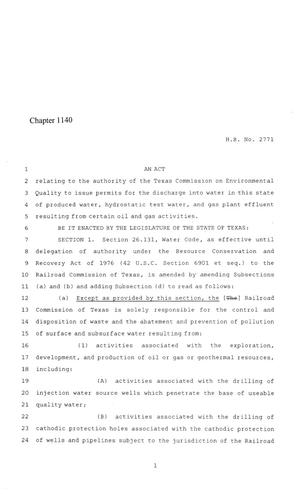 86th Texas Legislature, Regular Session, House Bill 2771, Chapter 1140