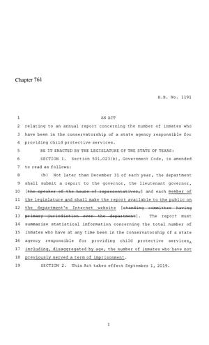 86th Texas Legislature, Regular Session, House Bill 1191, Chapter 761