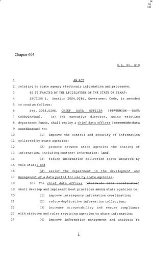 86th Texas Legislature, Regular Session, Senate Bill 819, Chapter 604
