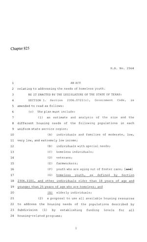 86th Texas Legislature, Regular Session, House Bill 2564, Chapter 825