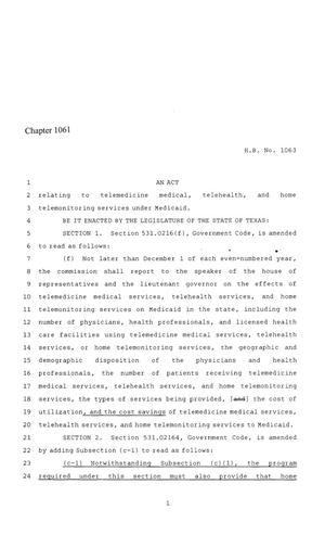86th Texas Legislature, Regular Session, House Bill 1063, Chapter 1061