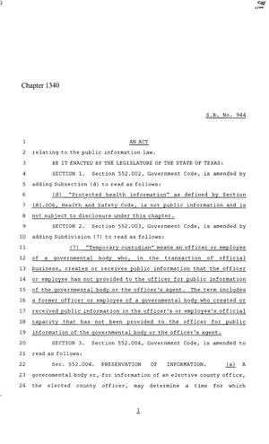 86th Texas Legislature, Regular Session, Senate Bill 944, Chapter 1340