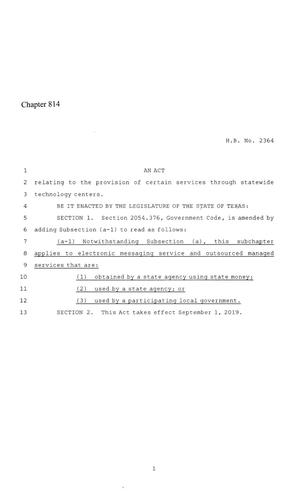 86th Texas Legislature, Regular Session, House Bill 2364, Chapter 814