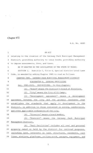 86th Texas Legislature, Regular Session, House Bill 4680, Chapter 472