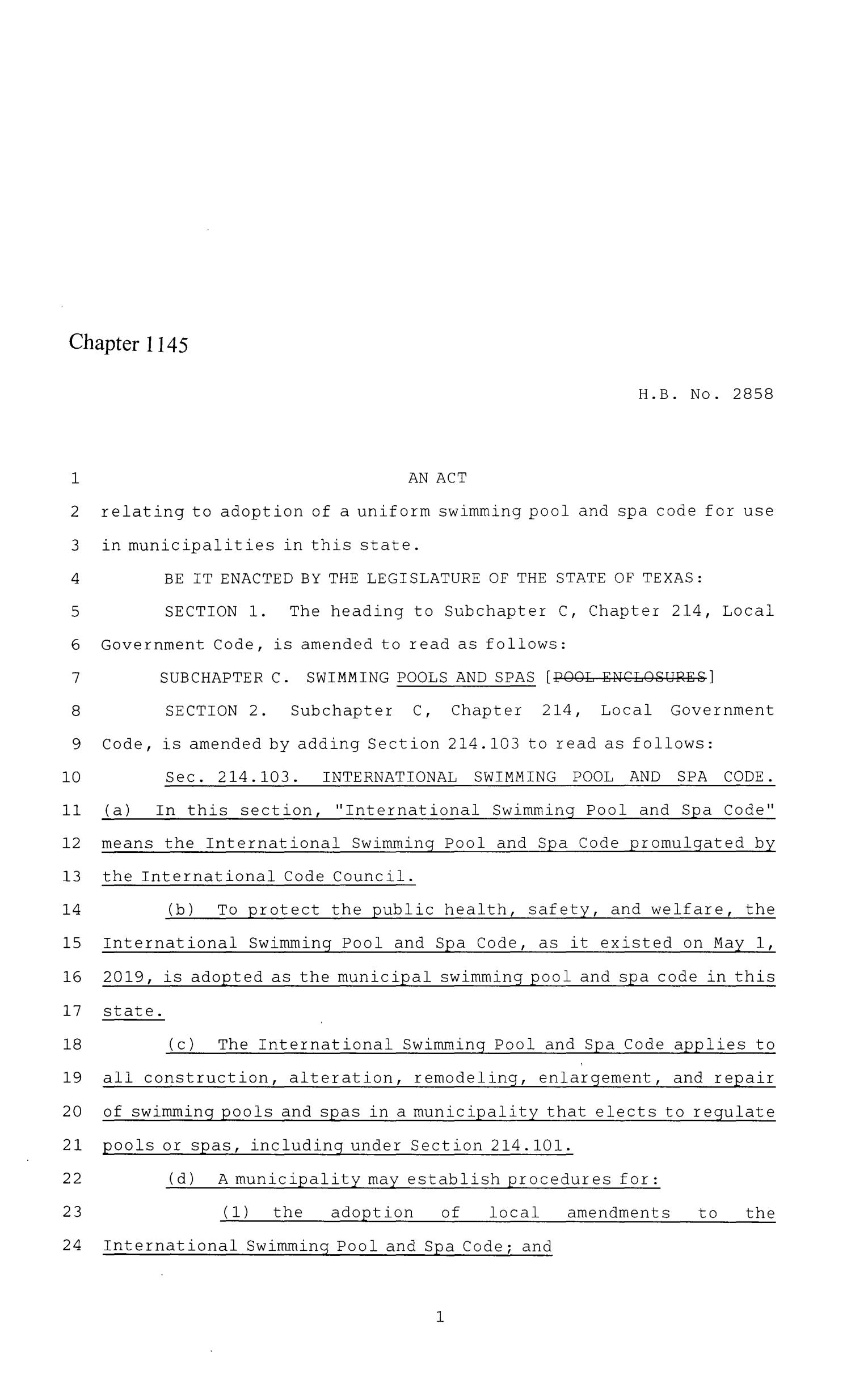 86th Texas Legislature, Regular Session, House Bill 2858, Chapter 1145
                                                
                                                    [Sequence #]: 1 of 4
                                                