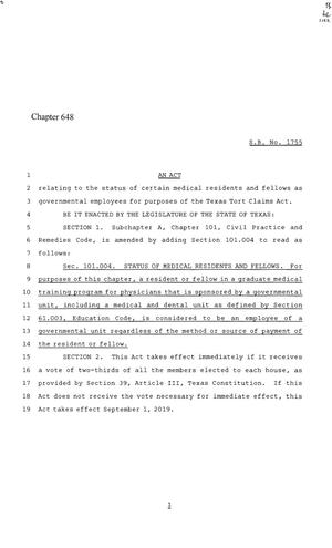 86th Texas Legislature, Regular Session, Senate Bill 1755, Chapter 648