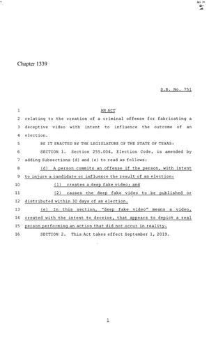 86th Texas Legislature, Regular Session, Senate Bill 751, Chapter 1339