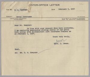 [Letter from Thomas L. James to I. H. Kempner, February 5, 1954]