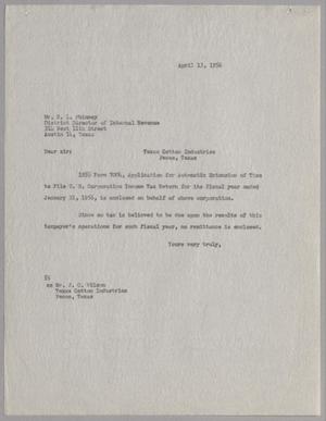 [Letter from Harris L. Kempner, Jr. to R. L. Phinney, April 13, 1956]