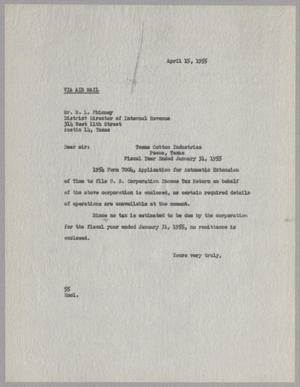 [Letter from Harris L. Kempner, Jr. to R. L. Phinney, April 15, 1955]