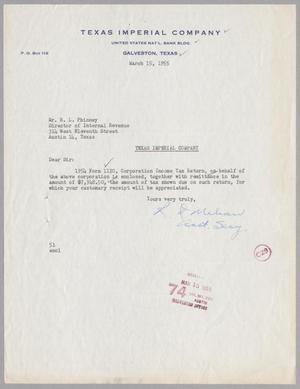 [Letter from R. I. Mehan to R. L. Phinney, March 15, 1955]