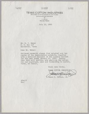 [Letter from James C. Wilson, Jr. to R. I. Mehan, July 12, 1955]