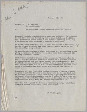 [Letter from D. W. Kempner to R. Lee Kempner and I. H. Kempner, Februar 15, 1955]