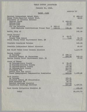 [Texas Cotton Industries Financial Documents, January 31, 1942]