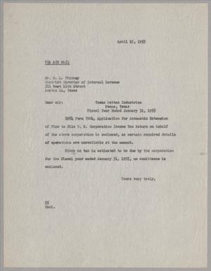 [Letter from Harris L. Kempner to R. L. Phinney, April 15, 1955]