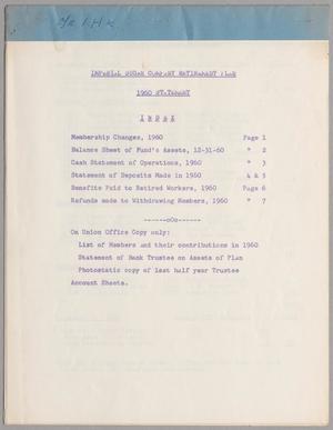 Imperial Sugar Company Retirement Plan, 1960 Statement