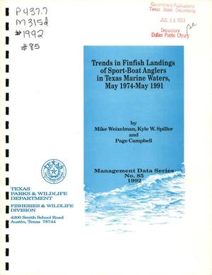 Trends in Finfish Landings of Sport-Boat Anglers in Texas Marine Waters, May 1974-May 1991