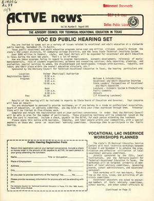 ACTVE News, Volume 12, Number 8, August 1981