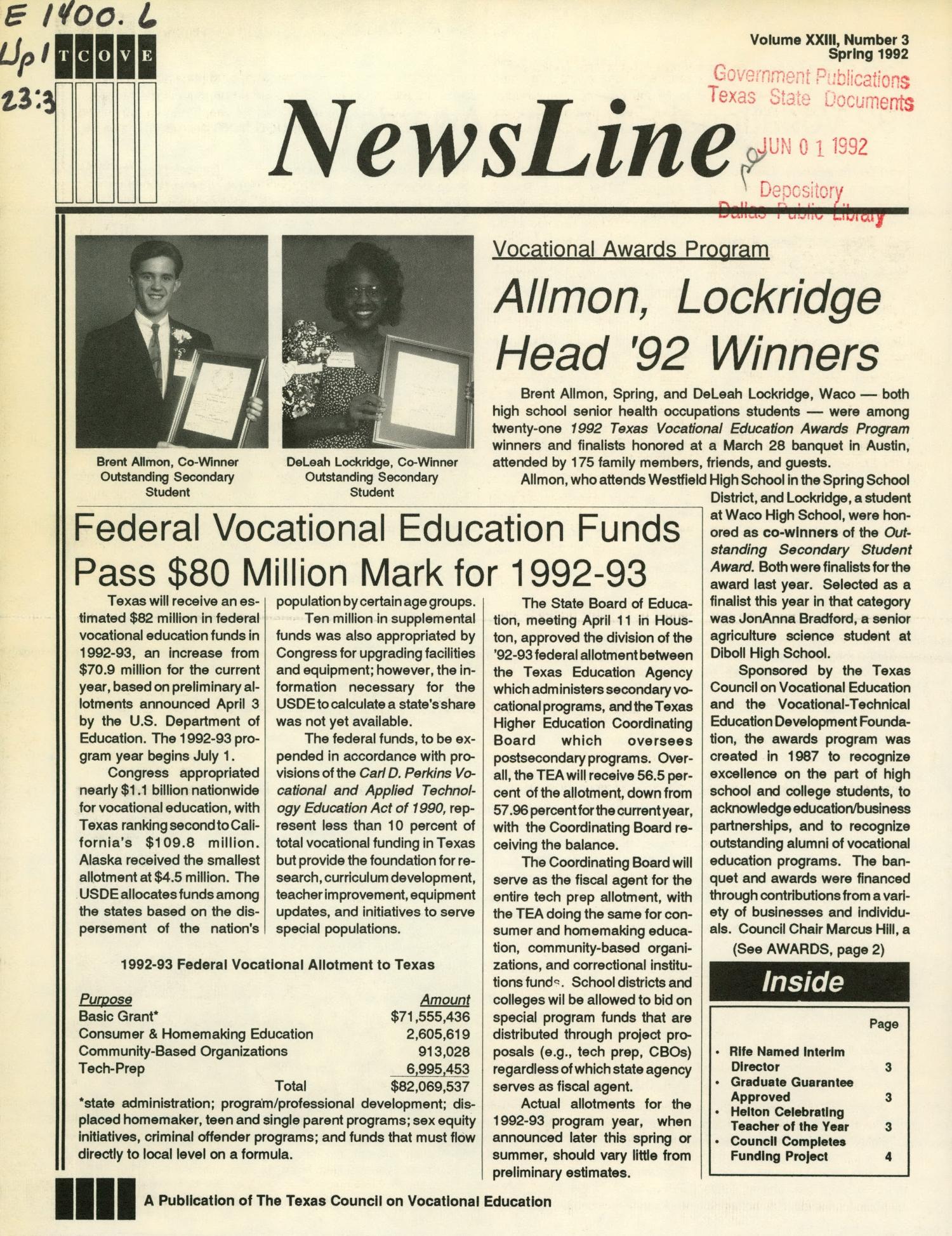 NewsLine, Volume 23, Number 3, June 1996
                                                
                                                    FRONT COVER
                                                