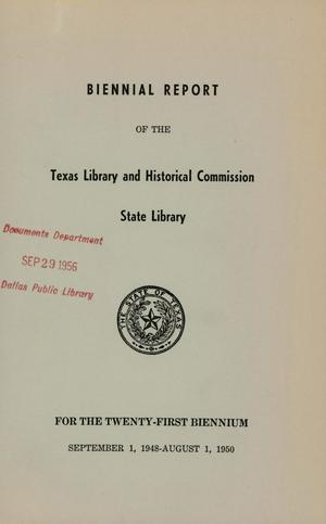Biennial Report of the Texas Library and Historical Commission State Library: 1948-1950