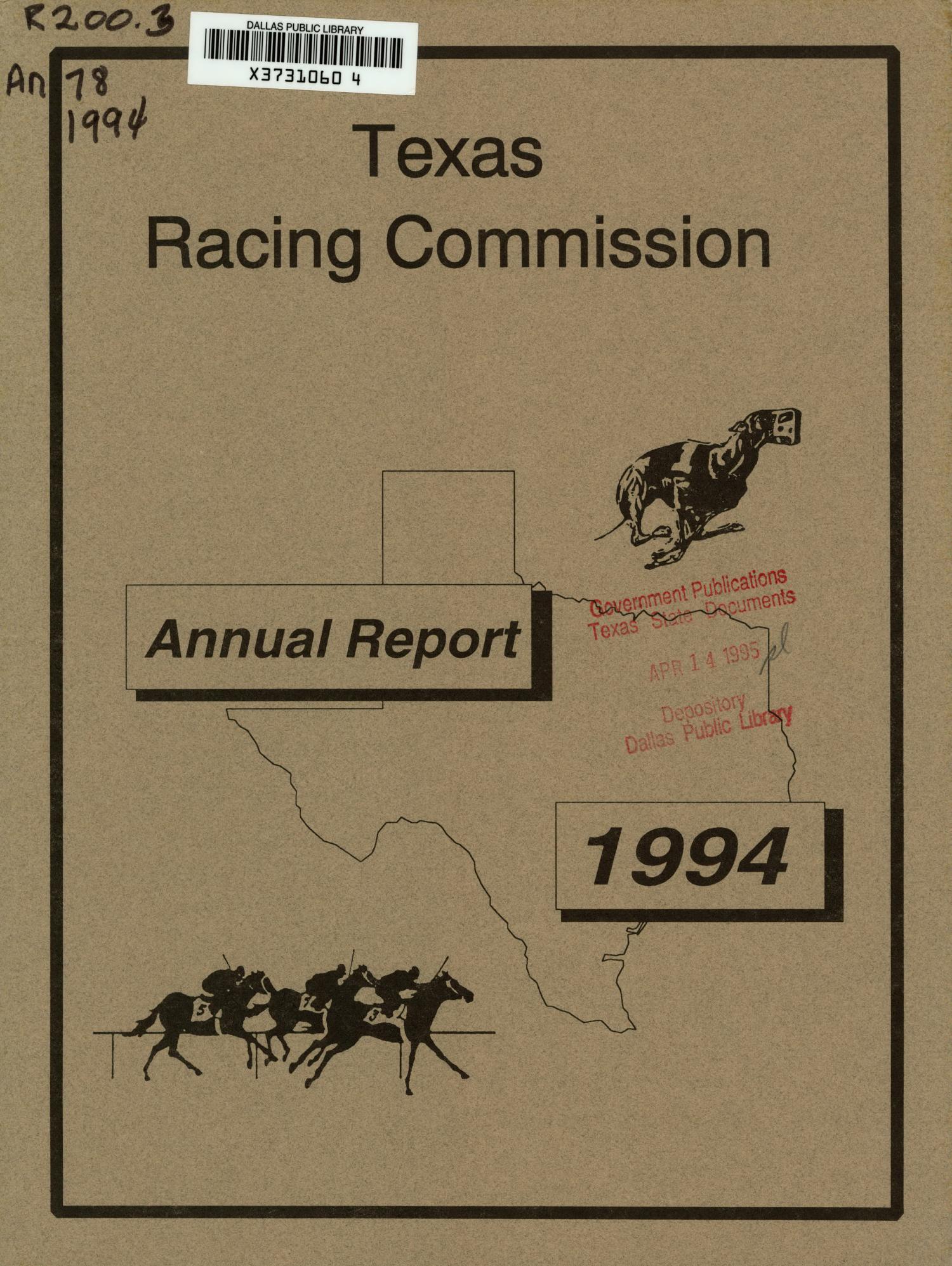 Texas Racing Commission Annual Report: 1994
                                                
                                                    FRONT COVER
                                                