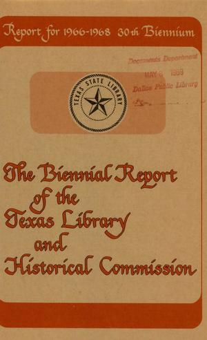 Primary view of object titled 'Texas Library and Historical Commission Biennial Report: 1966-1968'.