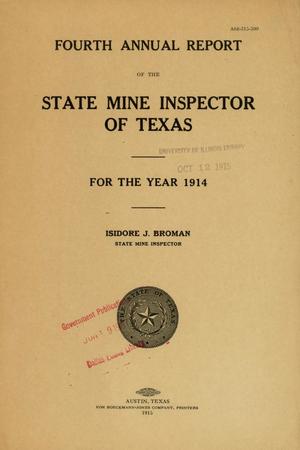 Primary view of object titled 'State Mine Inspector of Texas Annual Report: 1914'.