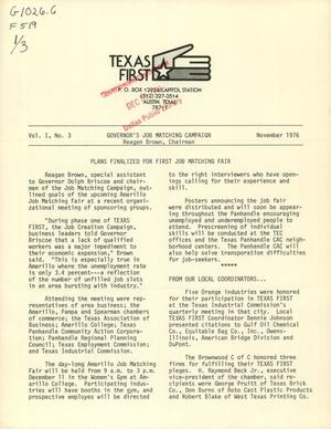 Primary view of object titled 'Texas First, Volume 1, Number 3, November 1976'.