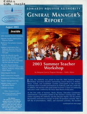 Edwards Aquifer Authority General Manager's Report, August 2003