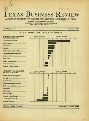 Primary view of object titled 'Texas Business Review, Volume 22, Issue 11, December 1948'.