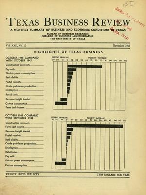 Primary view of object titled 'Texas Business Review, Volume 22, Issue 10, November 1948'.