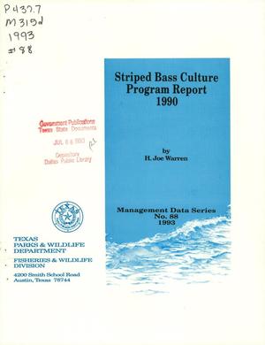 Primary view of object titled 'Striped Bass Culture Program Report: 1990'.